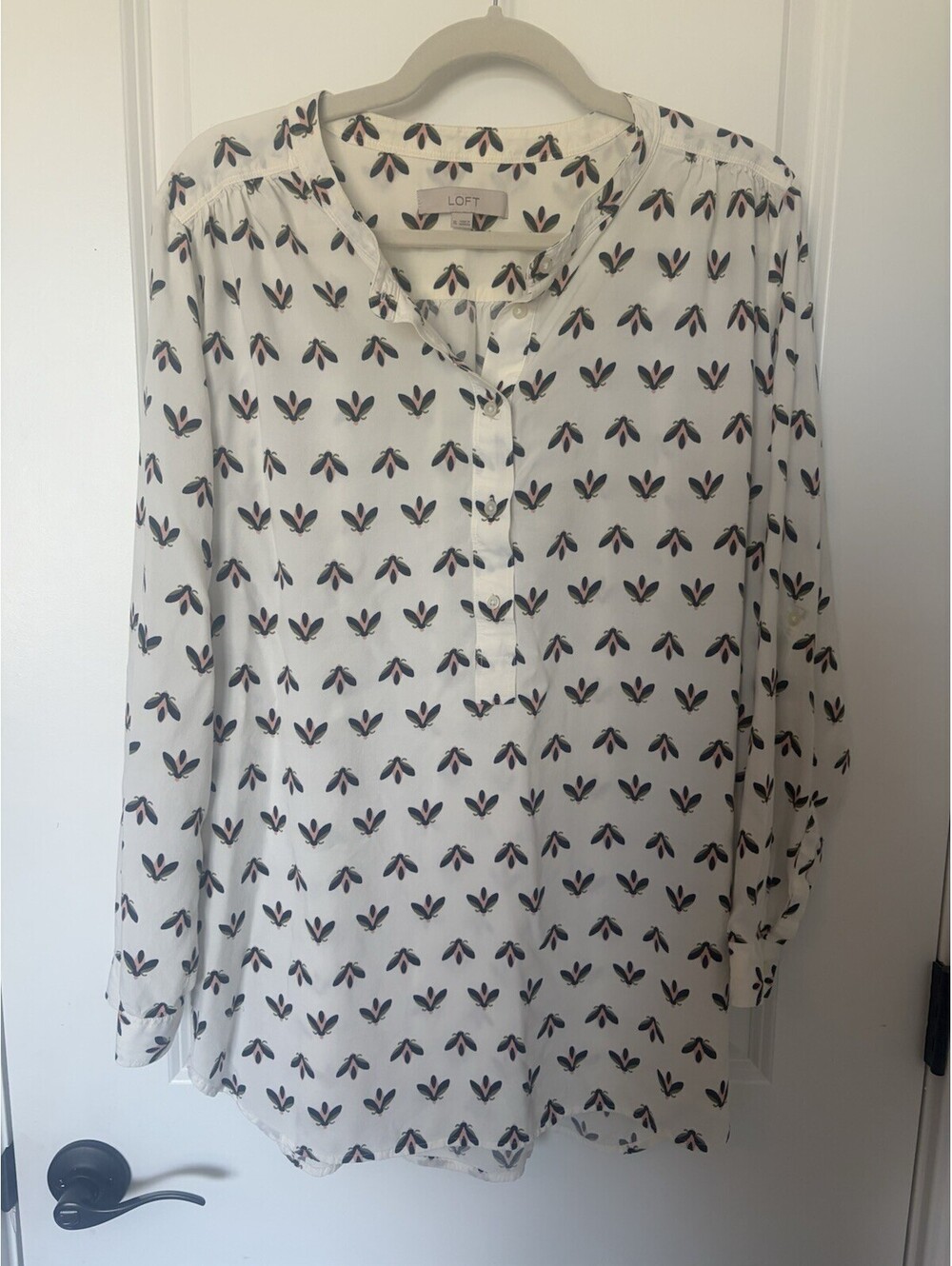 Loft Cream Blouse With Firefly Design Size XL